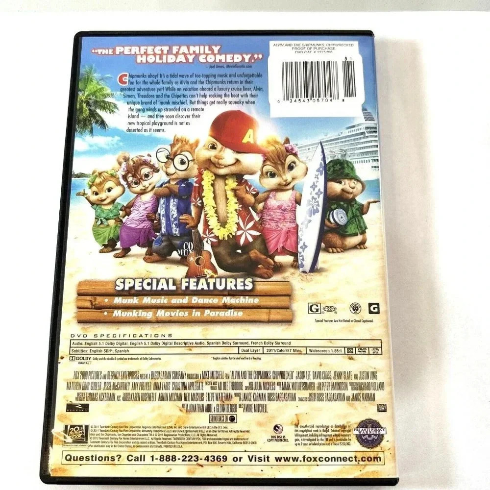Alvin And The Chipmunks Chip Wrecked DVD Music And Dance - Picture 2 of 4